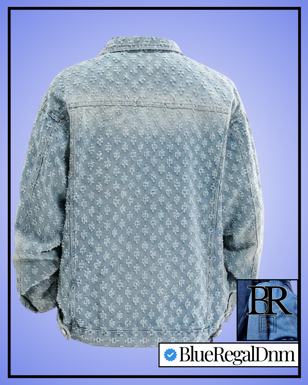 BlueRegalDnm® Men's Denim Jacket with a Washed Vintage Style, Jacquard Design.