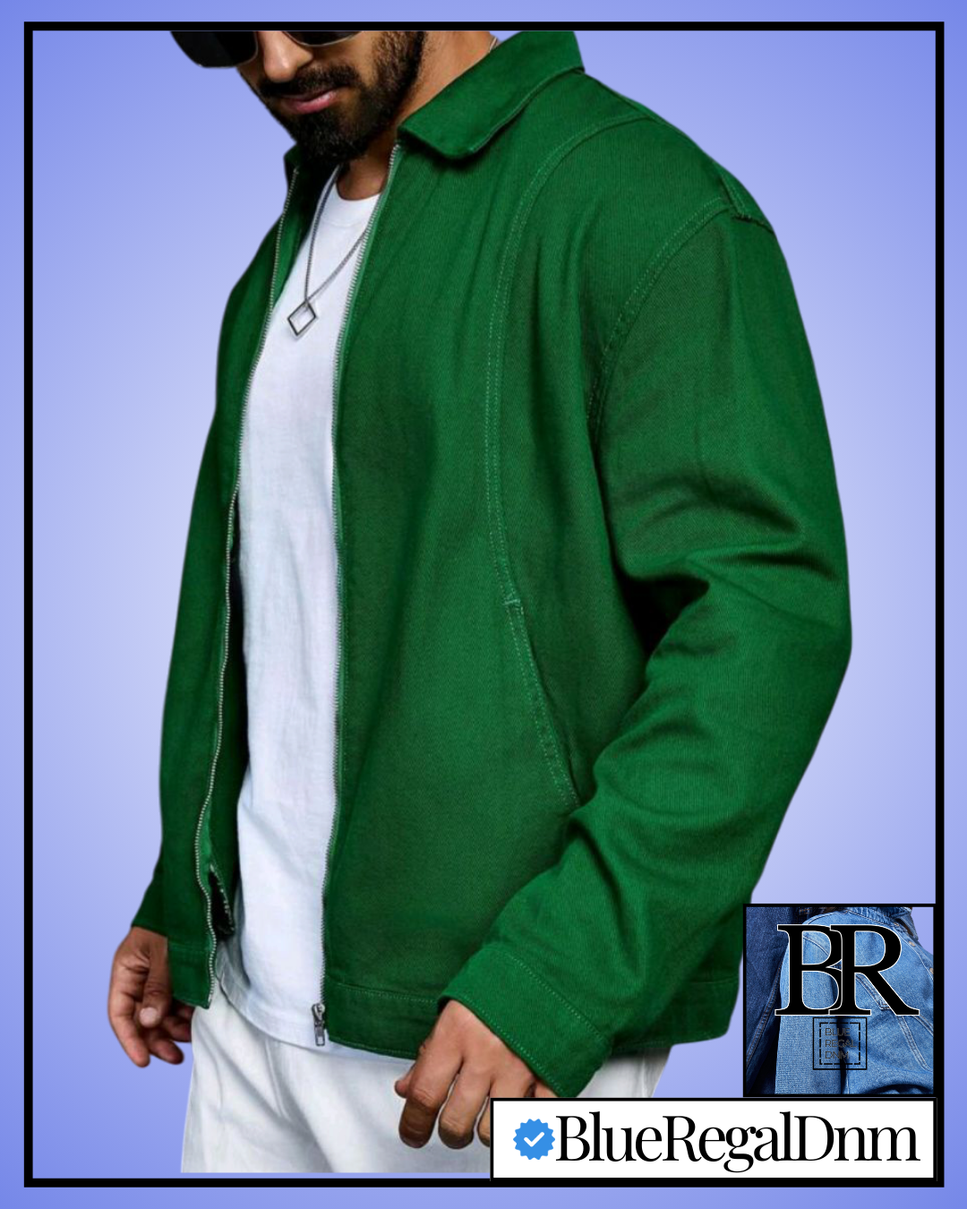 BlueRegalDenim® Men's Front Zip Up Long Sleeve Plain Casual Denim Jacket