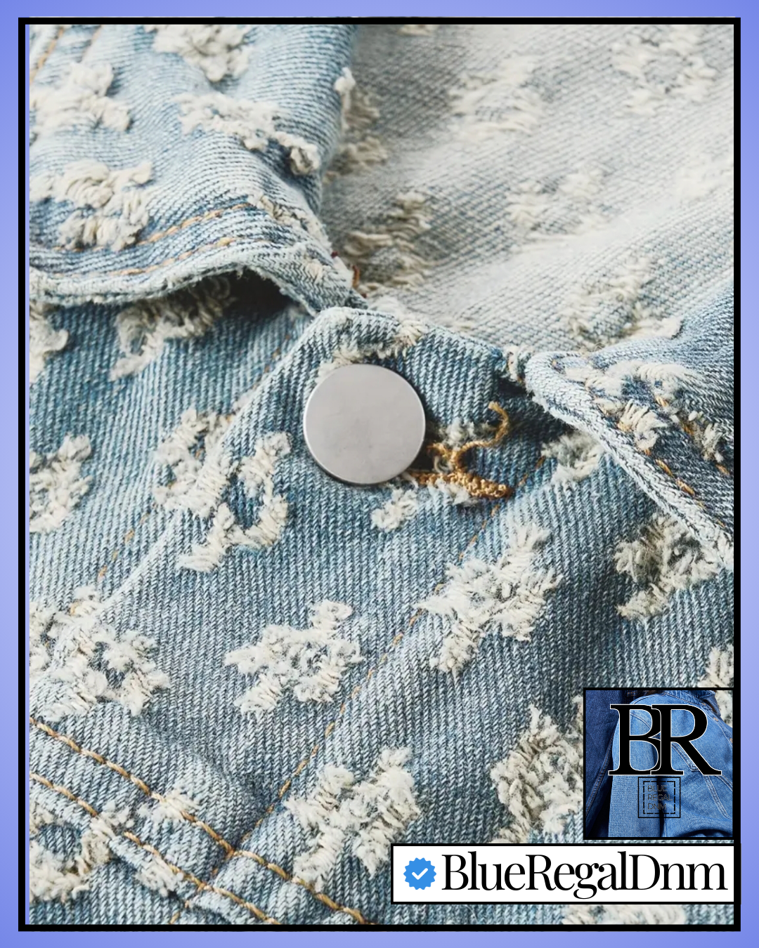 BlueRegalDnm® Men's Denim Jacket with a Washed Vintage Style, Jacquard Design.