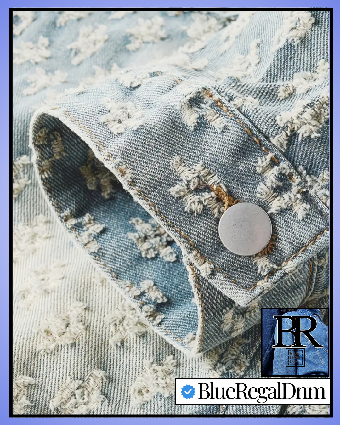 BlueRegalDnm® Men's Denim Jacket with a Washed Vintage Style, Jacquard Design.