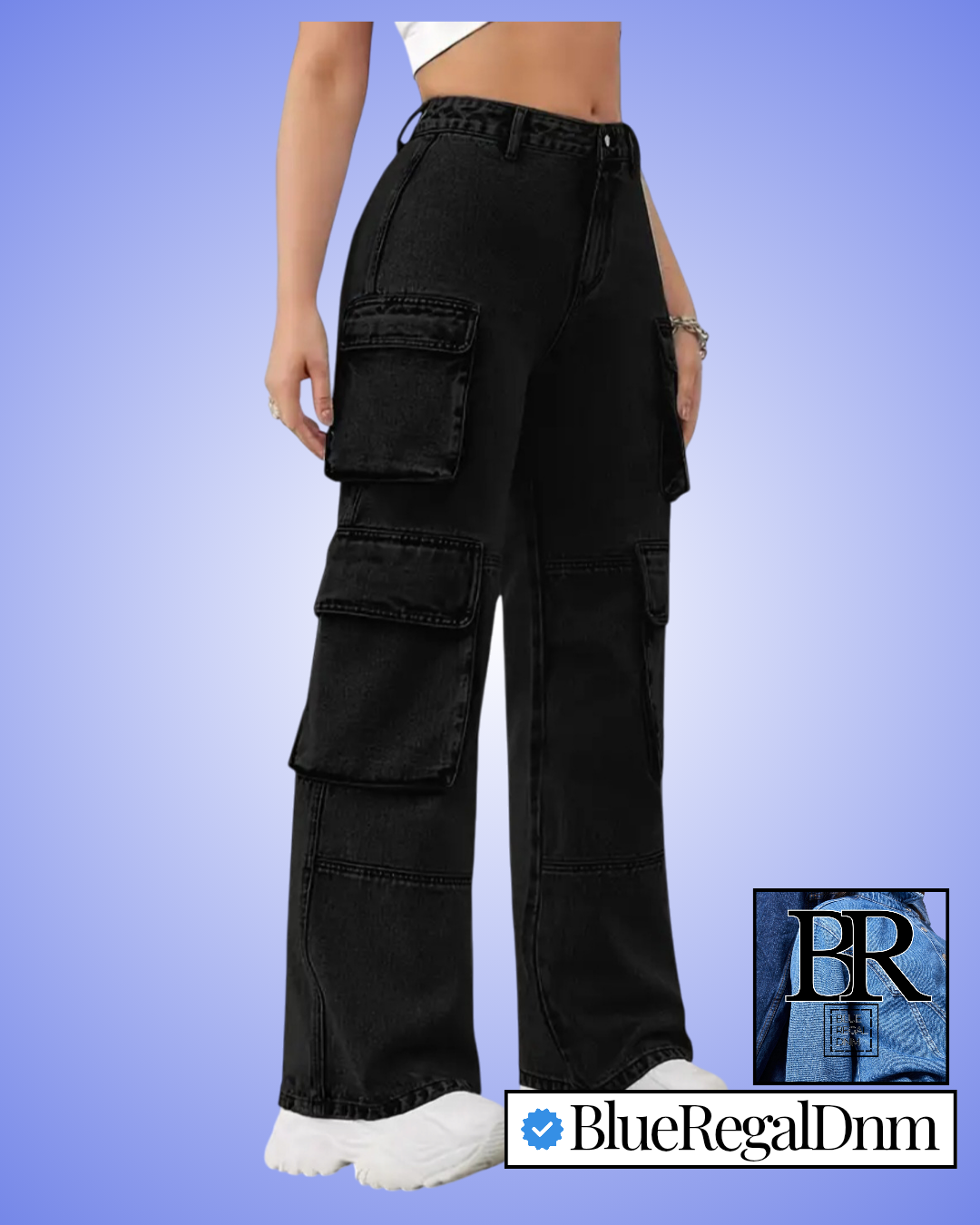 BlueRegalDnm Women's High-Waisted Cargo Jeans