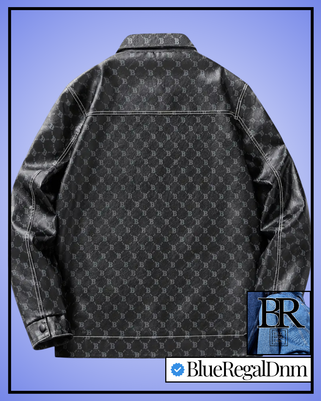 BlueRegalDenim® Iconic "B" Print PU Leather Jacket