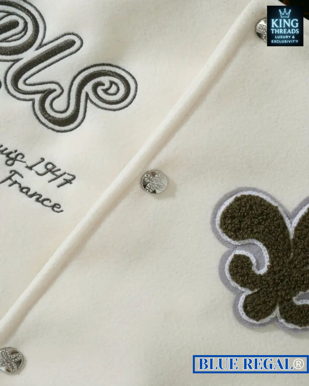 BLUEREGAL® Retro Embroidered Baseball Jacket – Black & White