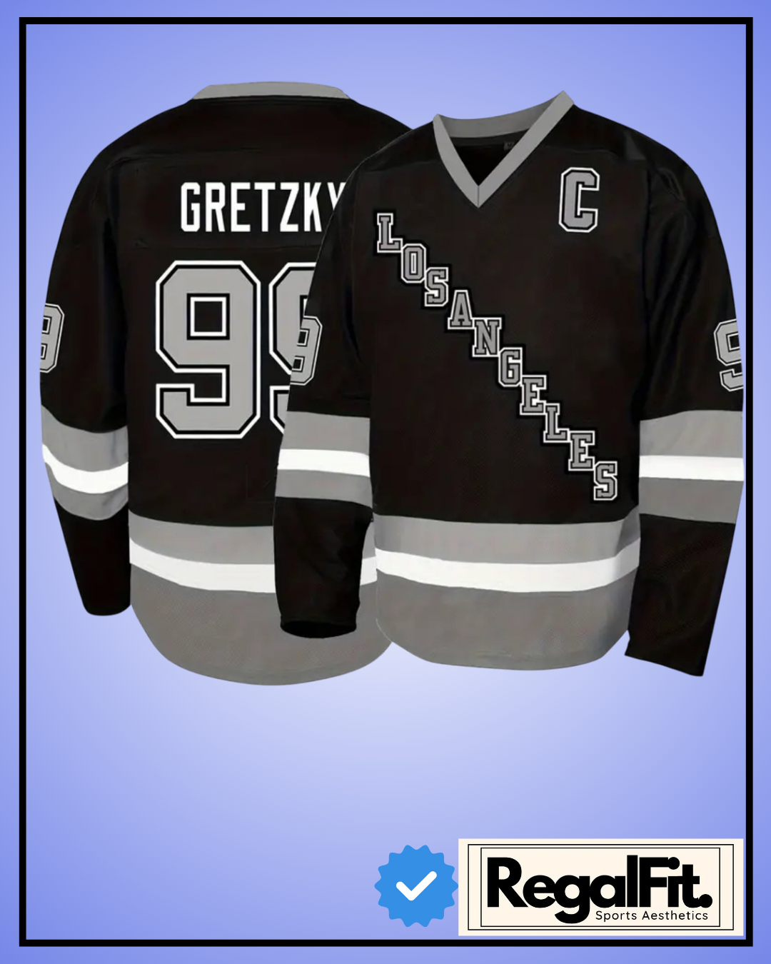 RegalFit® "LA GRETZKY" Men's Ice Hockey Jersey - Black