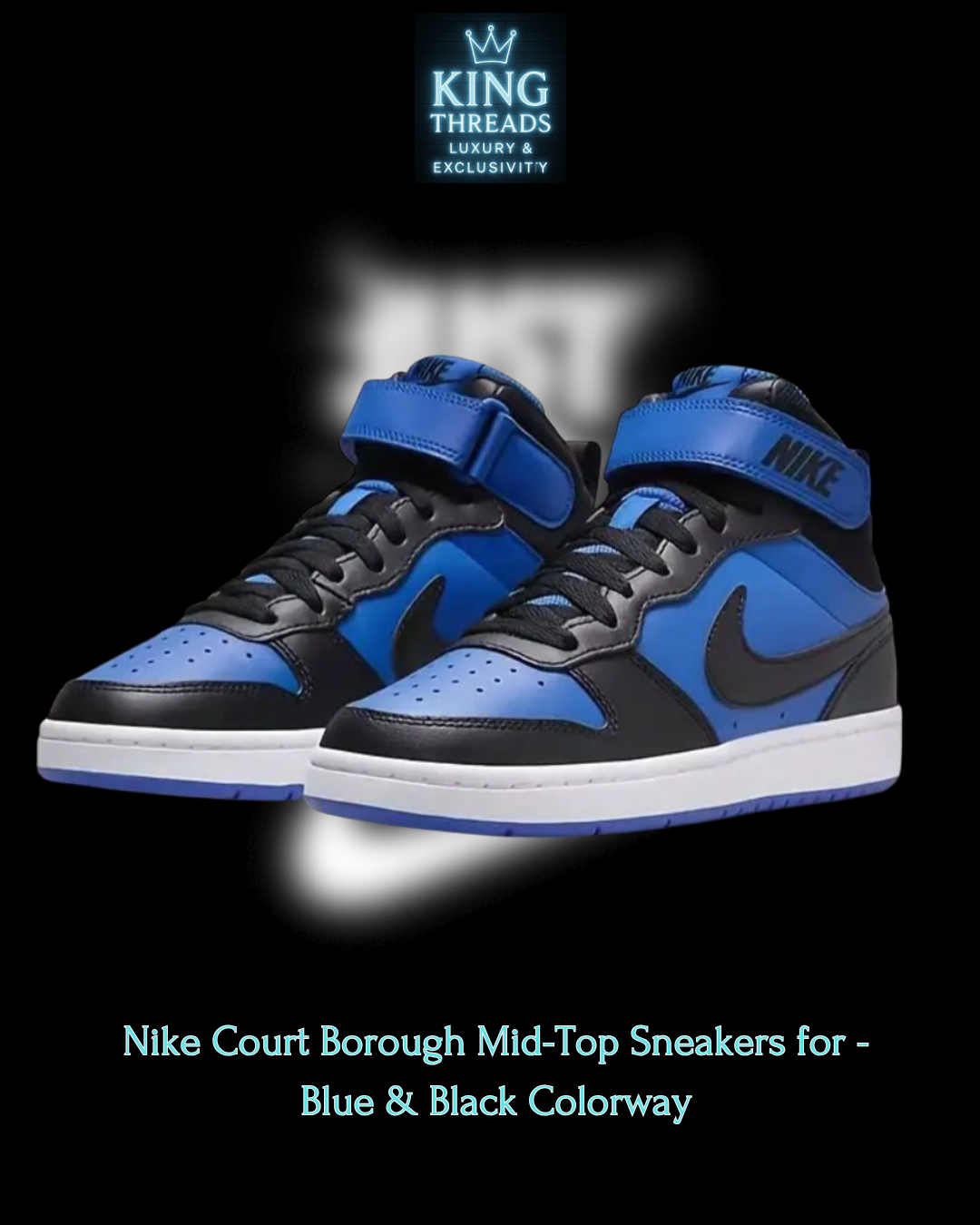 Nike® Court Borough Mid-Top Sneakers - Blue & Black Colorway