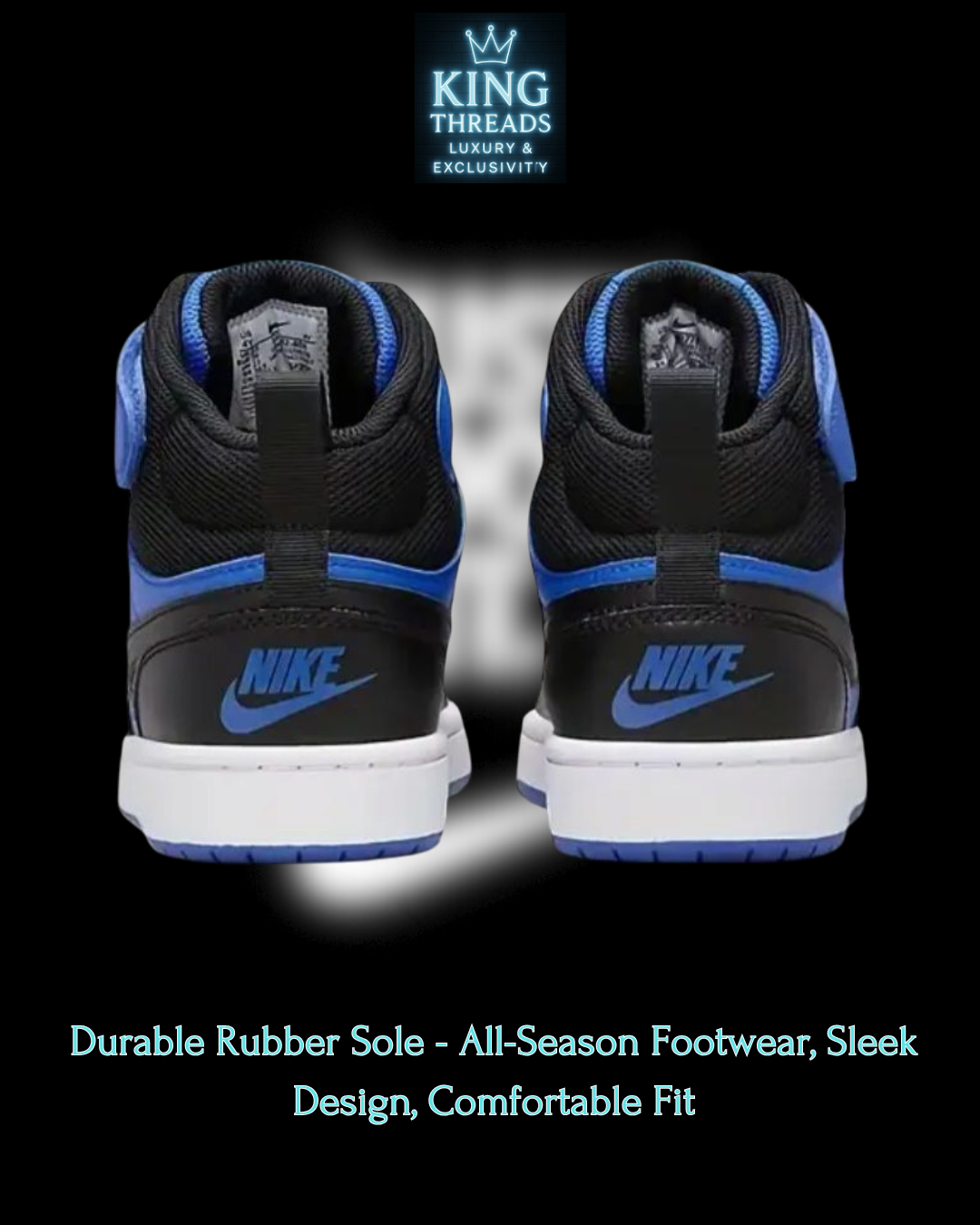 Nike® Court Borough Mid-Top Sneakers - Blue & Black Colorway