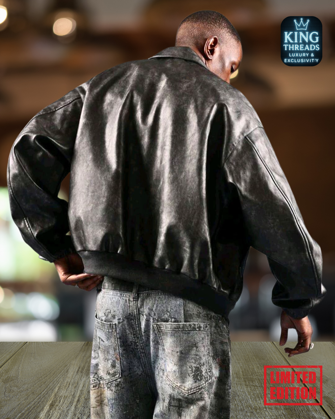 BLUEREGAL® Premium Distressed leather Bomber Jacket