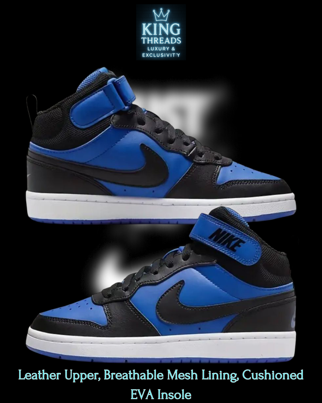 Nike® Court Borough Mid-Top Sneakers - Blue & Black Colorway