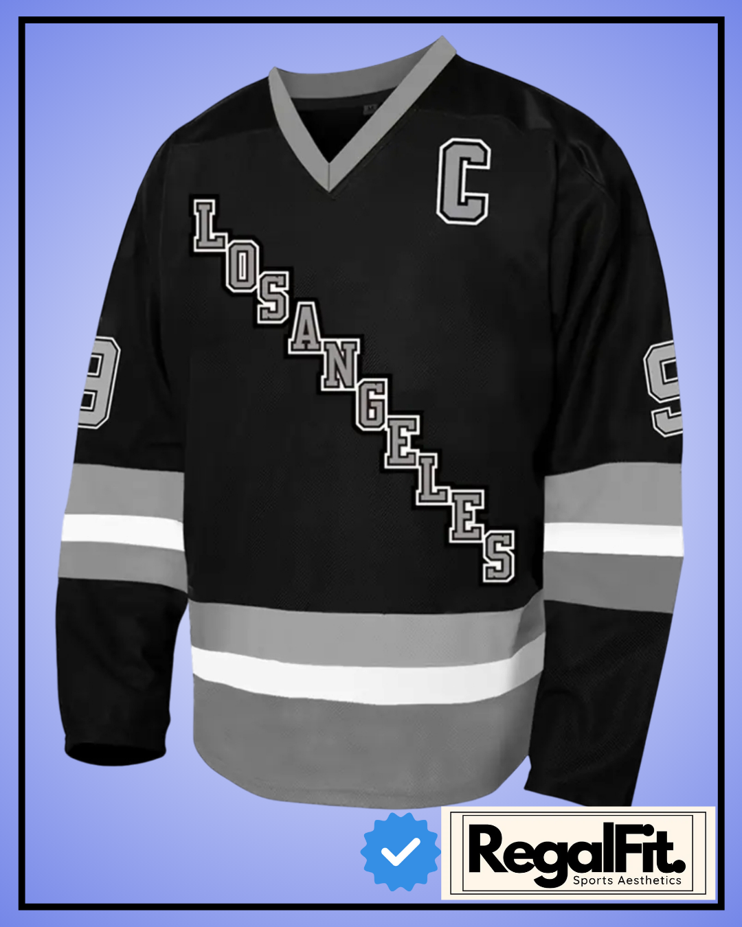 RegalFit® "LA GRETZKY" Men's Ice Hockey Jersey - Black