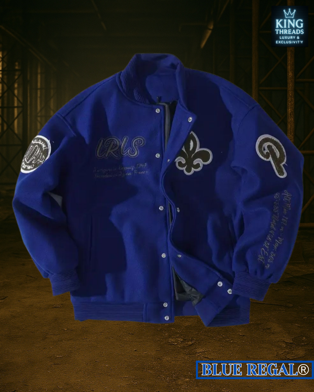 BLUEREGAL® Retro Embroidered Baseball Jacket – Black & White