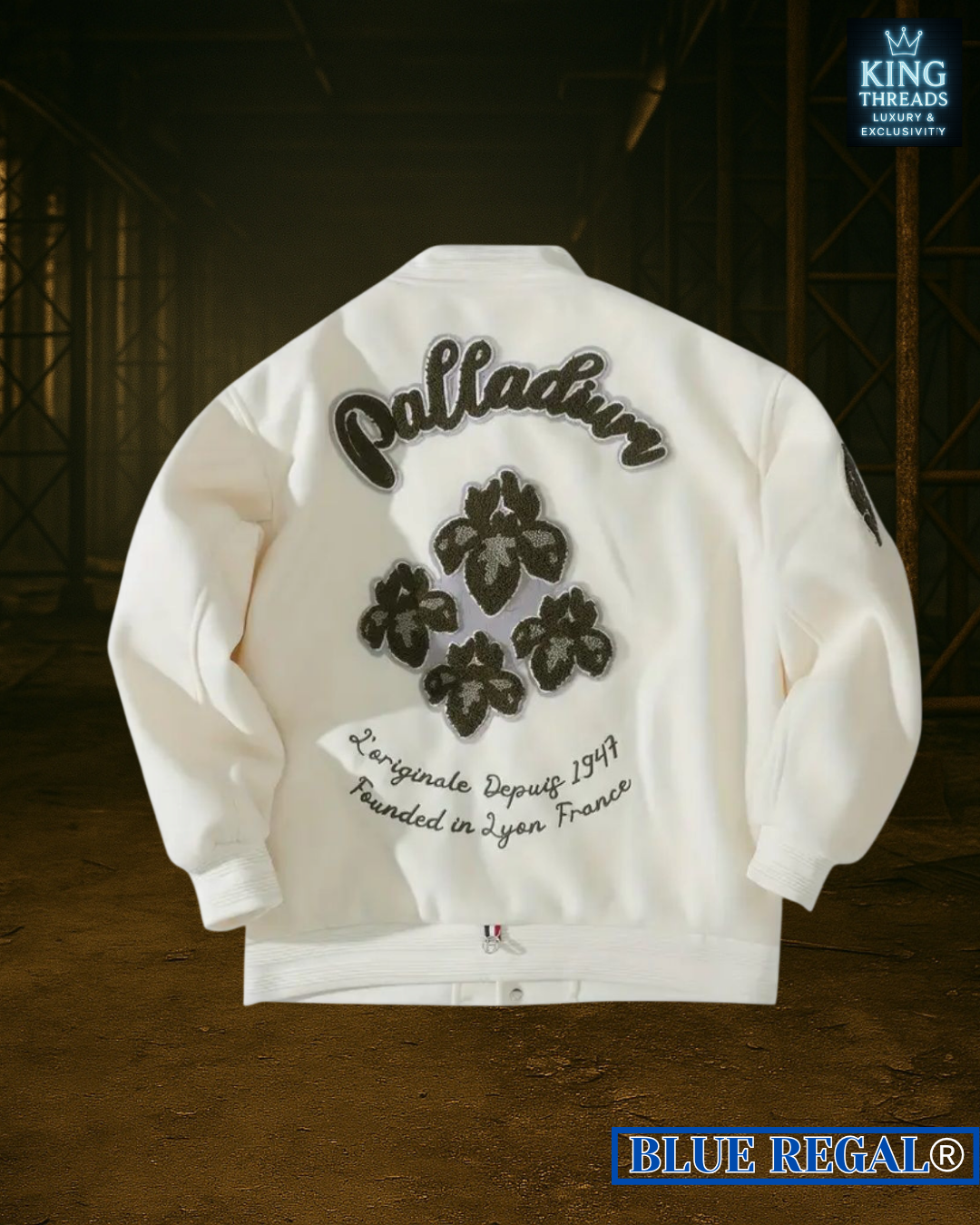 BLUEREGAL® Retro Embroidered Baseball Jacket – Black & White