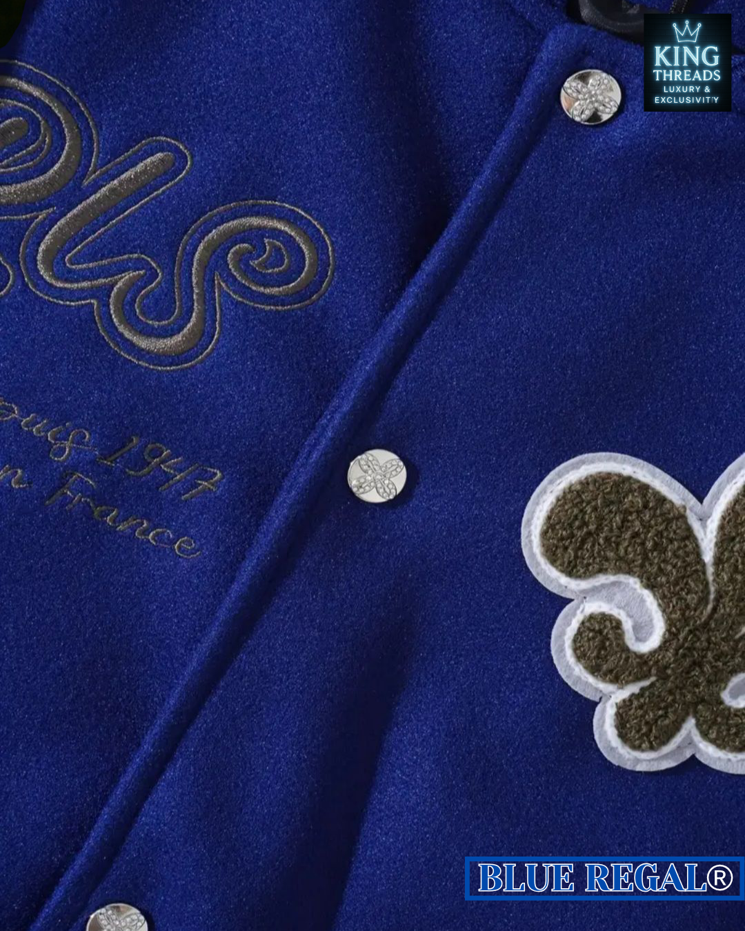 BLUEREGAL® Retro Embroidered Baseball Jacket – Black & White