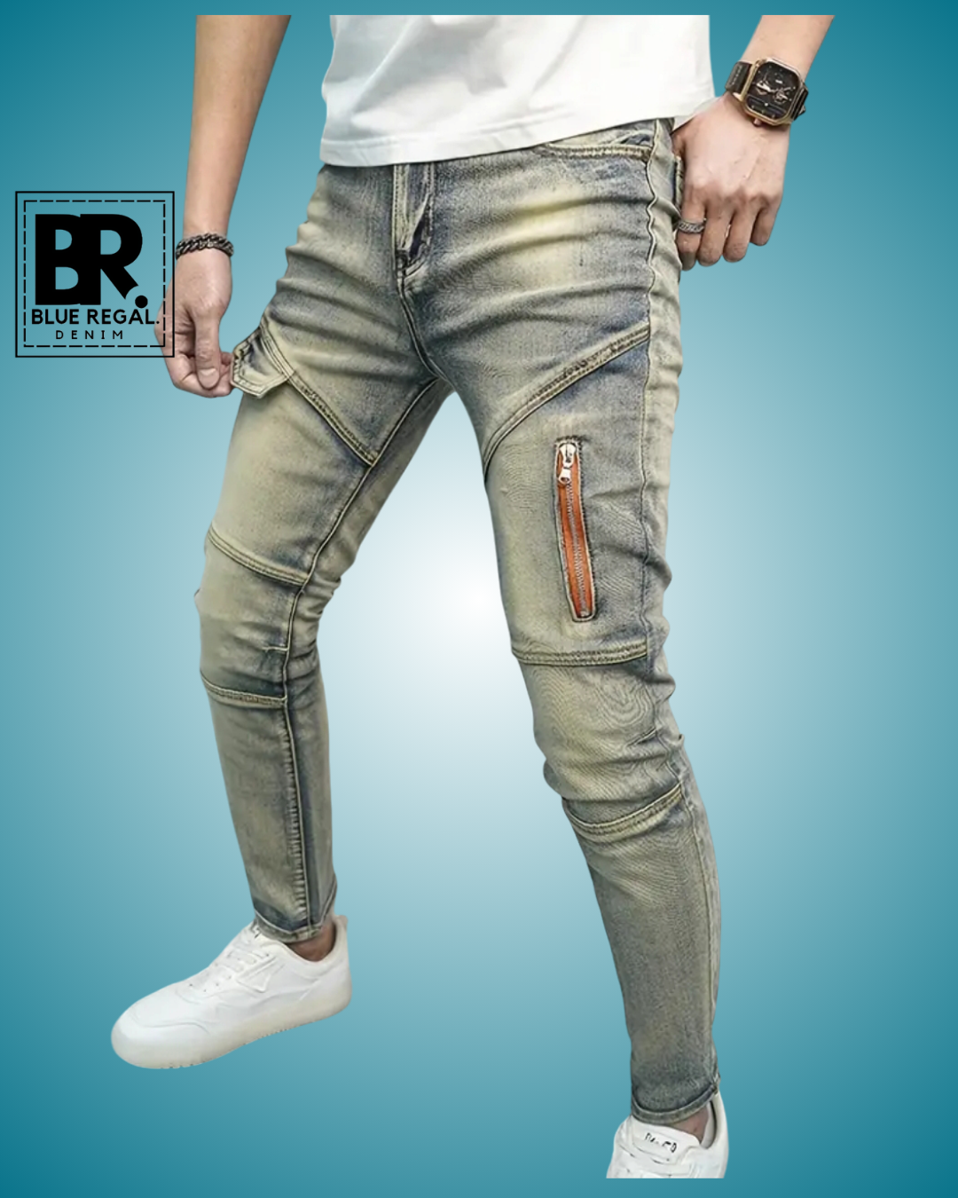 BLUE REGAL DNM Men's Stylish Ripped Solid Denim