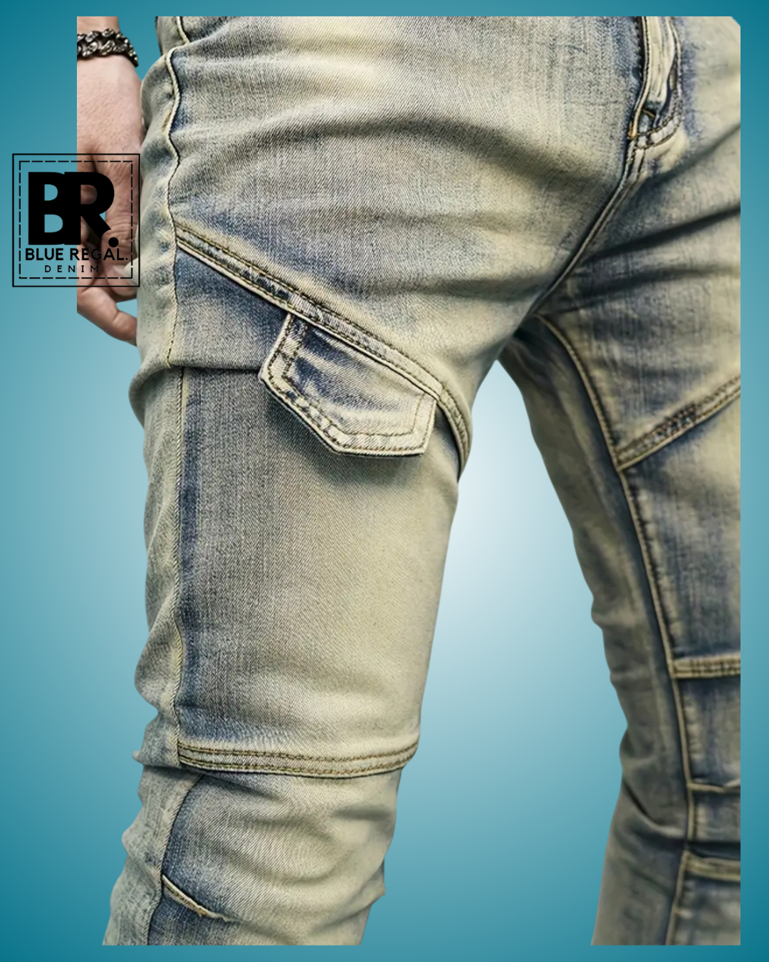 BLUE REGAL DNM Men's Stylish Ripped Solid Denim