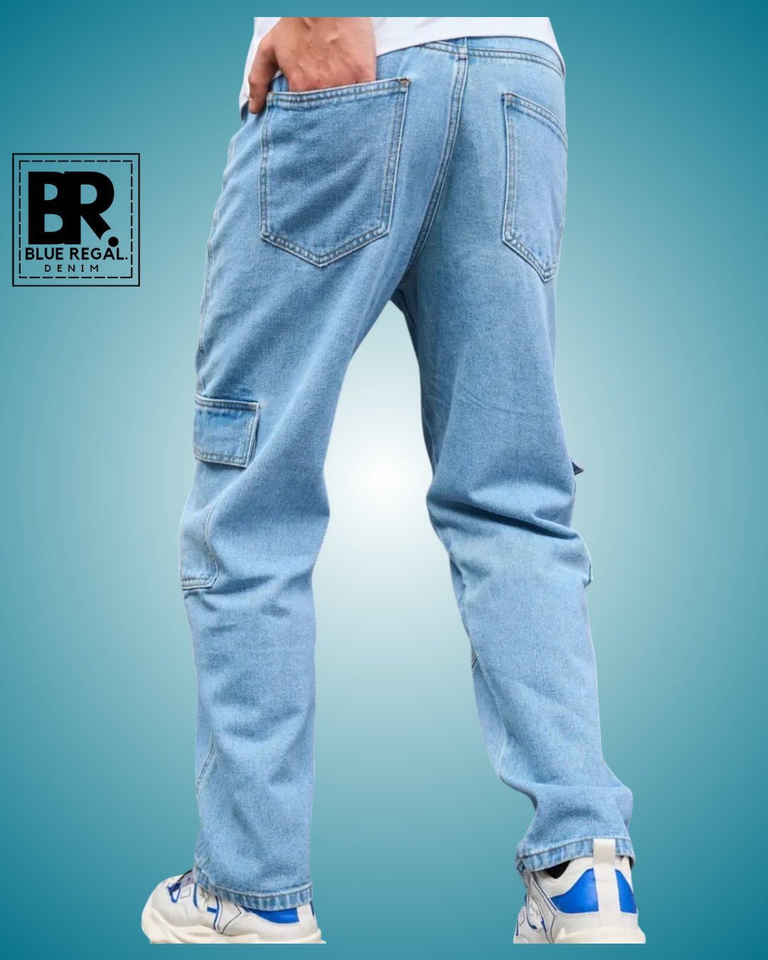 BLUE REGAL DNM Men's Fashion Solid Loose Fit Jeans With Side Pockets