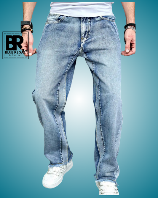 BLUE REGAL DNM Men's Loose Fit Straight Leg Jeans