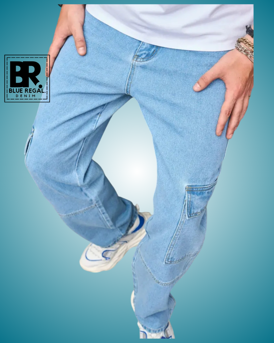 BLUE REGAL DNM Men's Fashion Solid Loose Fit Jeans With Side Pockets