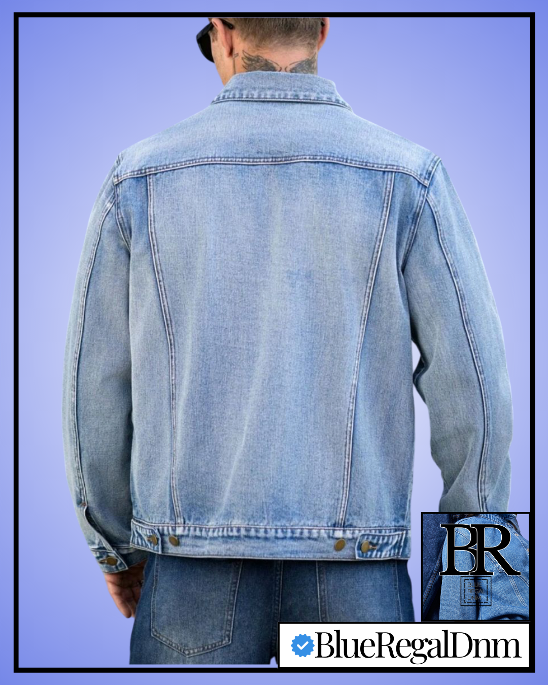 BlueRegalDenim Men's Light Blue Washed Vintage Denim Jacket