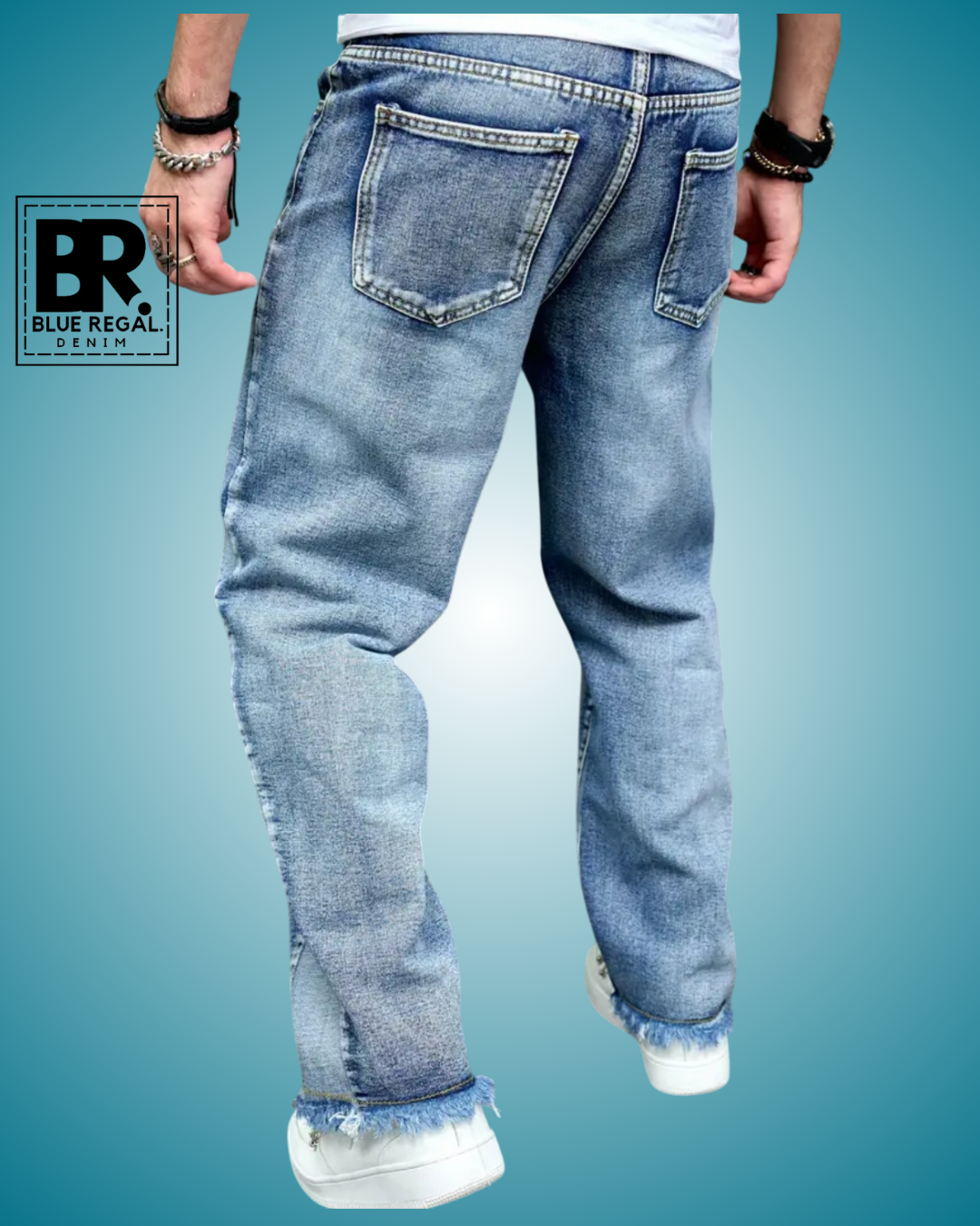 BLUE REGAL DNM Men's Loose Fit Straight Leg Jeans