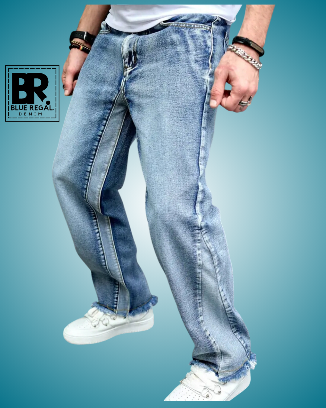 BLUE REGAL DNM Men's Loose Fit Straight Leg Jeans