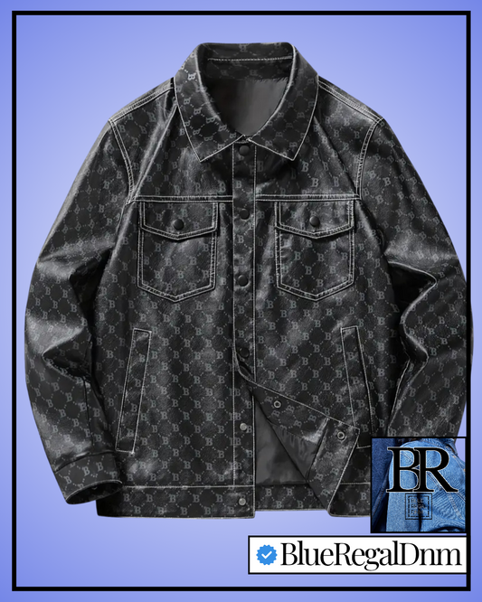 BlueRegalDenim Iconic "B" Print PU Leather Jacket