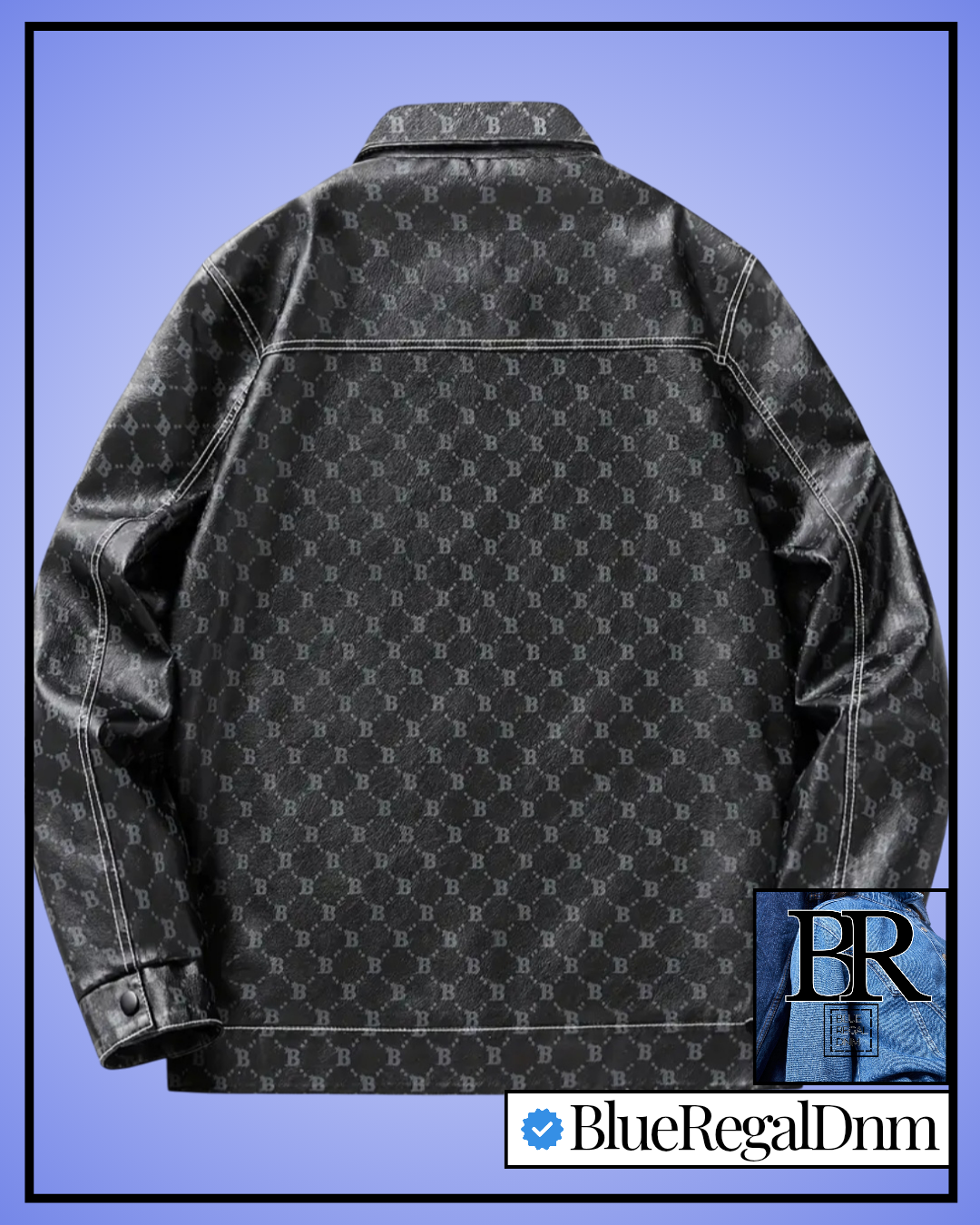 BlueRegalDenim Iconic "B" Print PU Leather Jacket