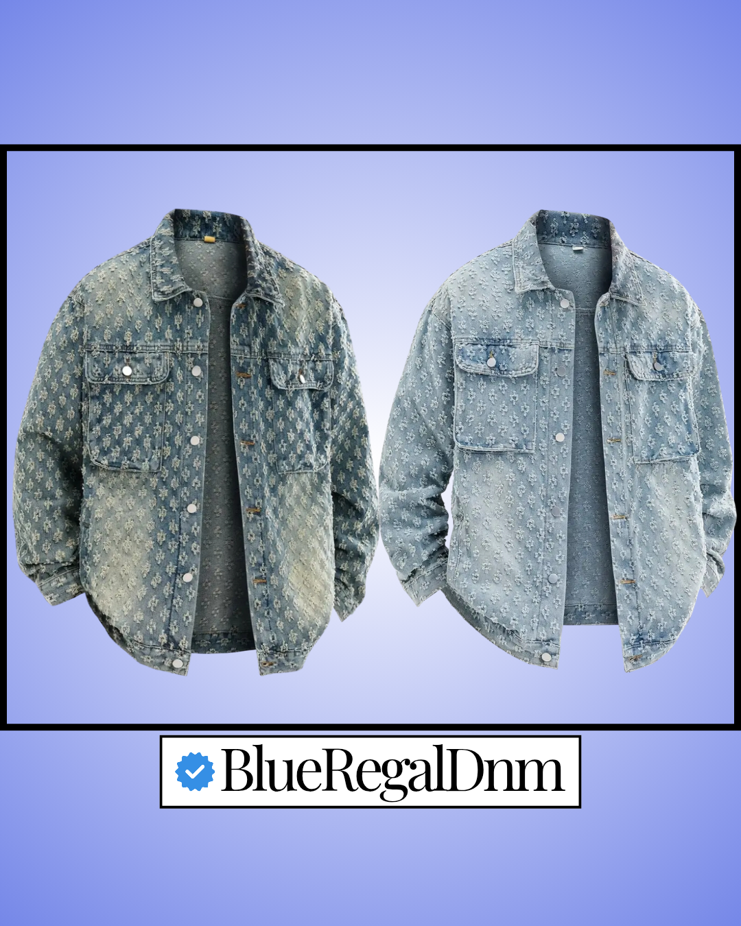 BlueRegalDnm Men's Denim Jacket with a Washed Vintage Style, Jacquard Design.