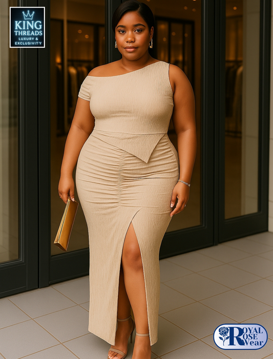 Royal Rose® Elegant Off-Shoulder Asymmetrical Pleated Hip-Hugging Skirt Set