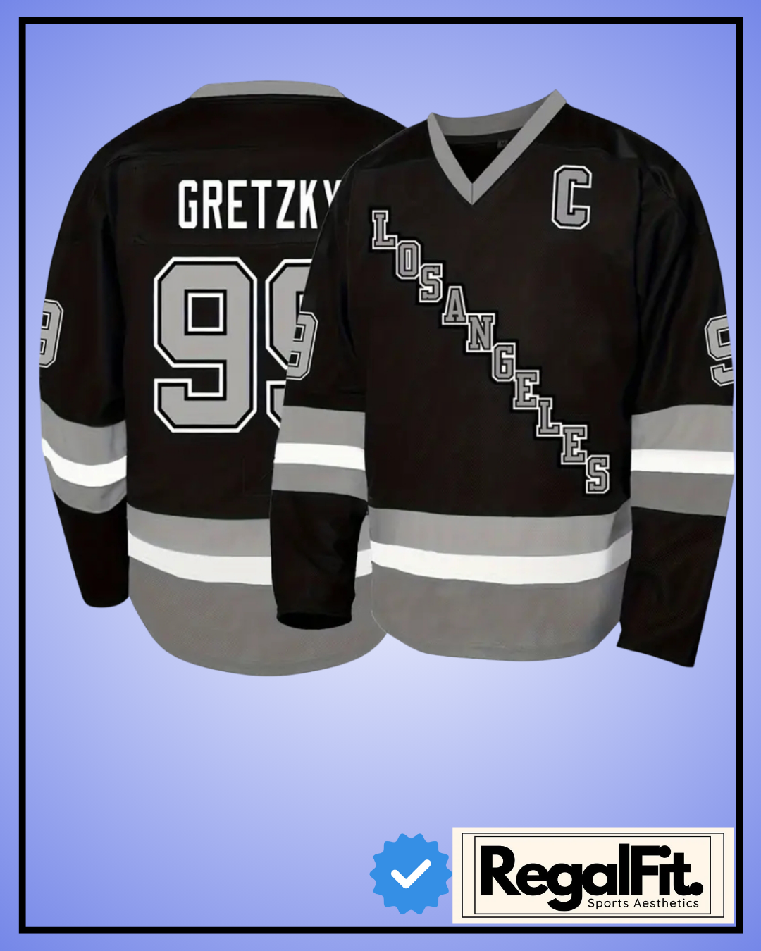 RegalFit "LA GRETZKY" Men's Ice Hockey Jersey - Black