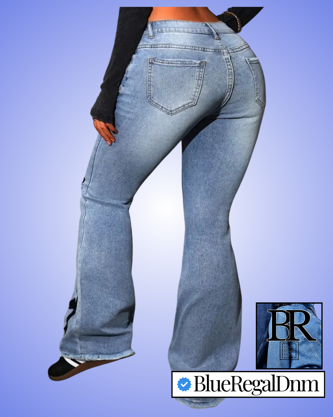 BlueRegalDnm Elegant Flare Leg Denim Jeans for Women