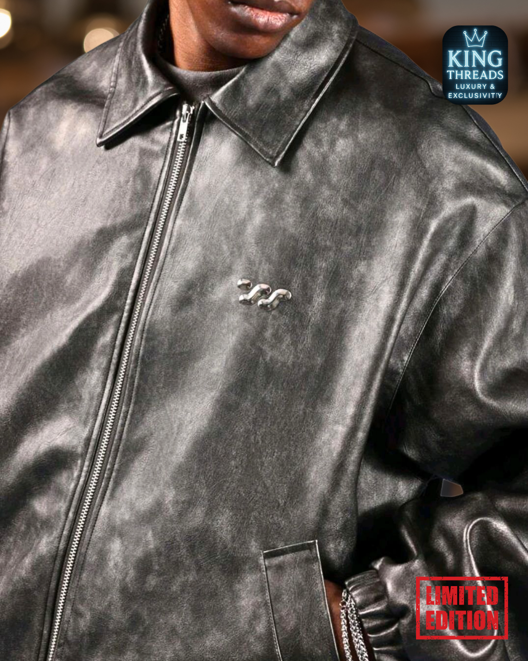 BLUEREGAL® Premium Distressed leather Bomber Jacket