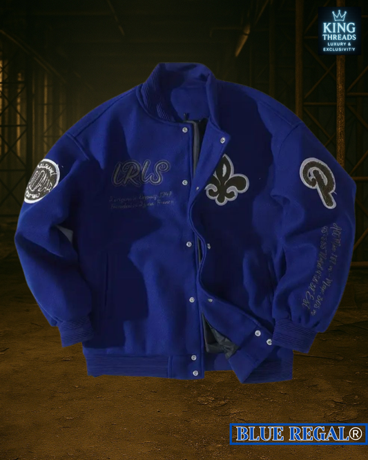 BLUEREGAL® Retro Embroidered Baseball Jacket – Black & White